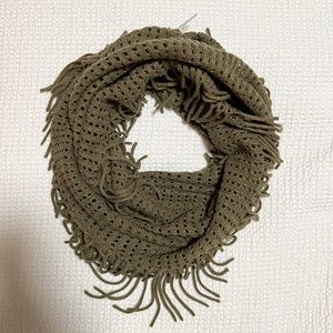 Olive Green Waffle Knit Infinity Circle Scarf